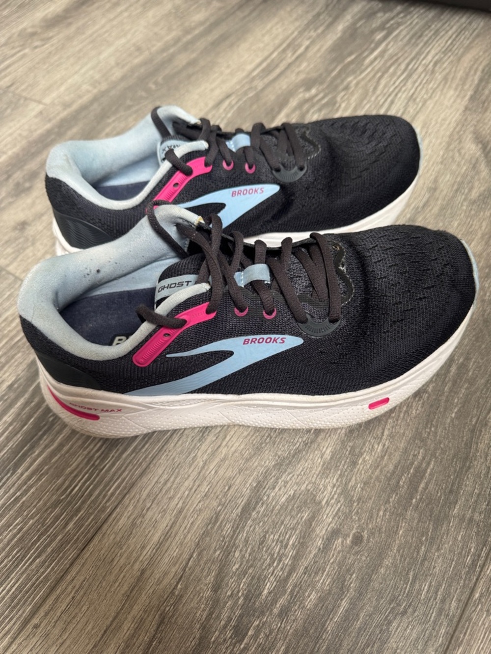Brooks Black Athletic Running Shoes with Pink & Light Blue Accents